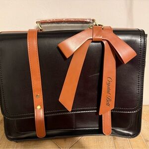 Crystal Bell Black and Brown Laptop Satchel Bag